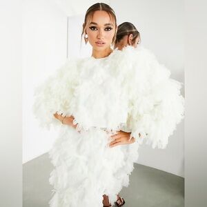 ASOS White textured Midi skirt and top